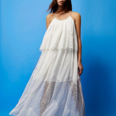 RI Studio white layered maxi dress